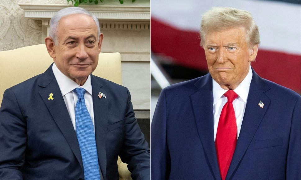 Benjaminas Netanyahu ir Donaldas Trumpas / JIM WATSON RYAN M. KELLY / AFP