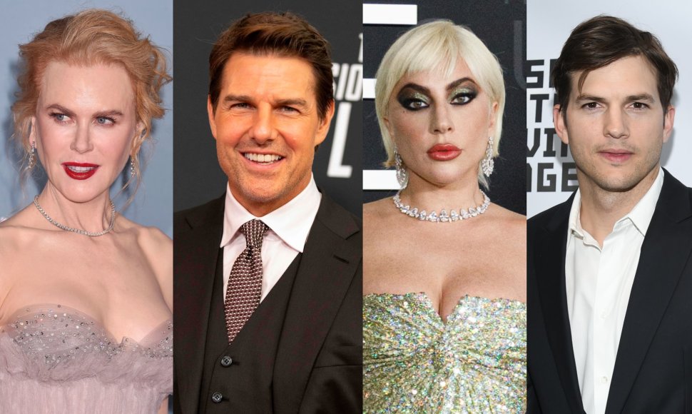 Nicole Kidman, Tomas Cruise'as, Lady Gaga, Ashtonas Kutcheris