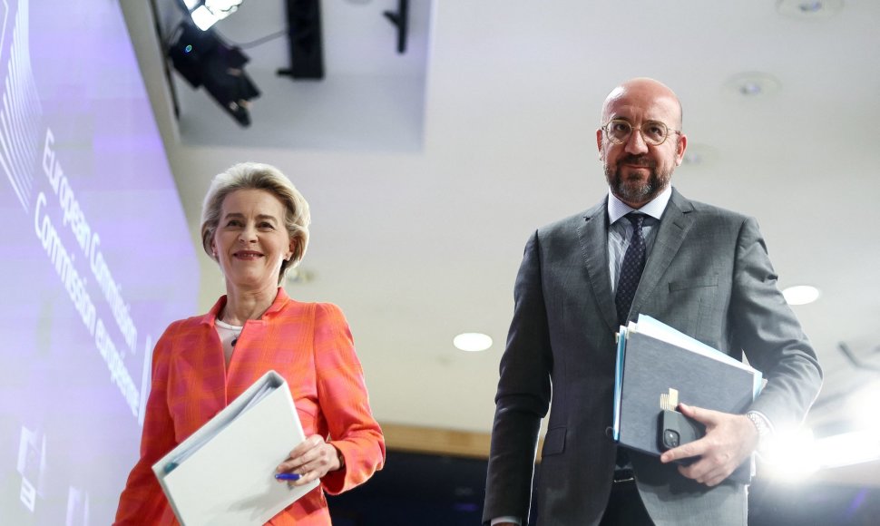 Europos Komisijos pirmininkė Ursula von der Leyen ir Europos Vadovų Tarybos pirmininkas Charles'is Michelis