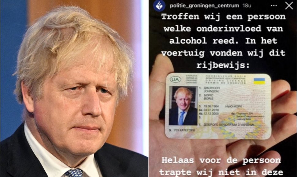 Borisas Johnsonas, netikras vairuotojo pažymėjimas