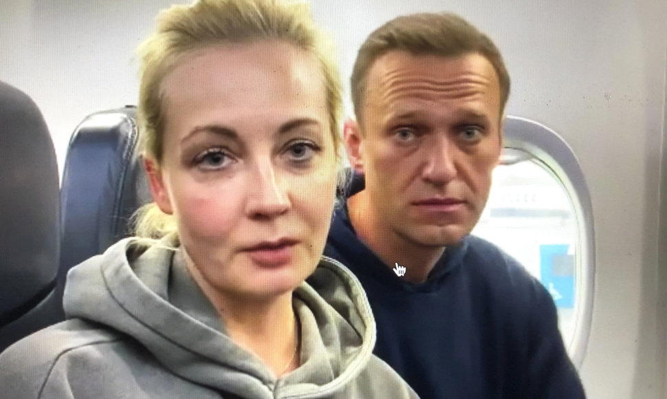 Aleksejus Navalnas su žmona Julija Navalnaja