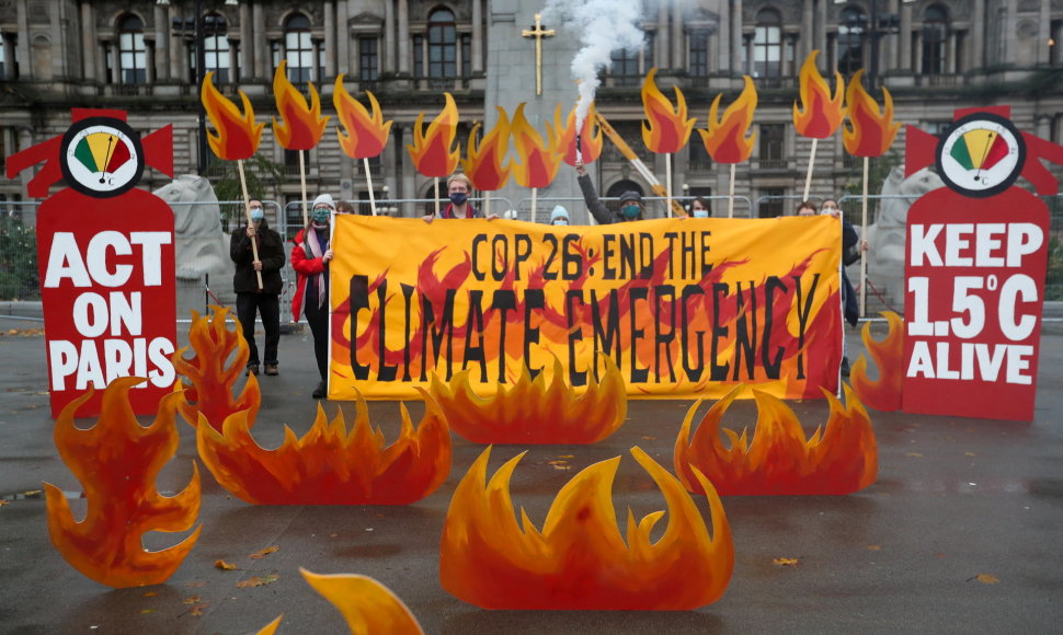 Protestas Glazge prieš artėjantį COP26 susitikimą