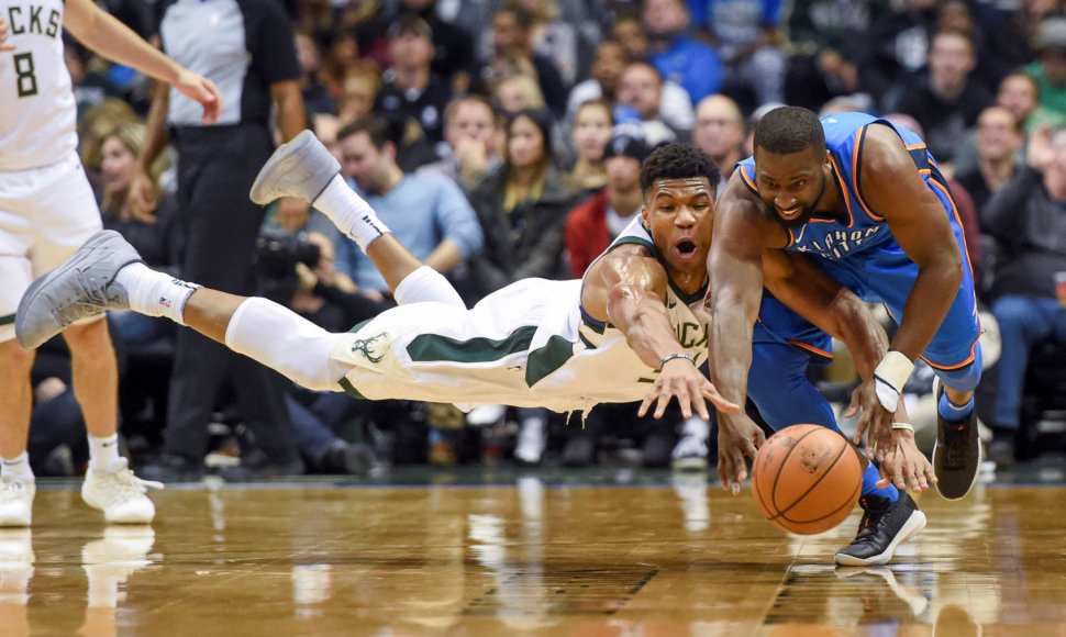 G.Antetokounmpo pelnė 28 taškus, bet „Bucks“ krito prieš „Thunder“ krepšininkus.