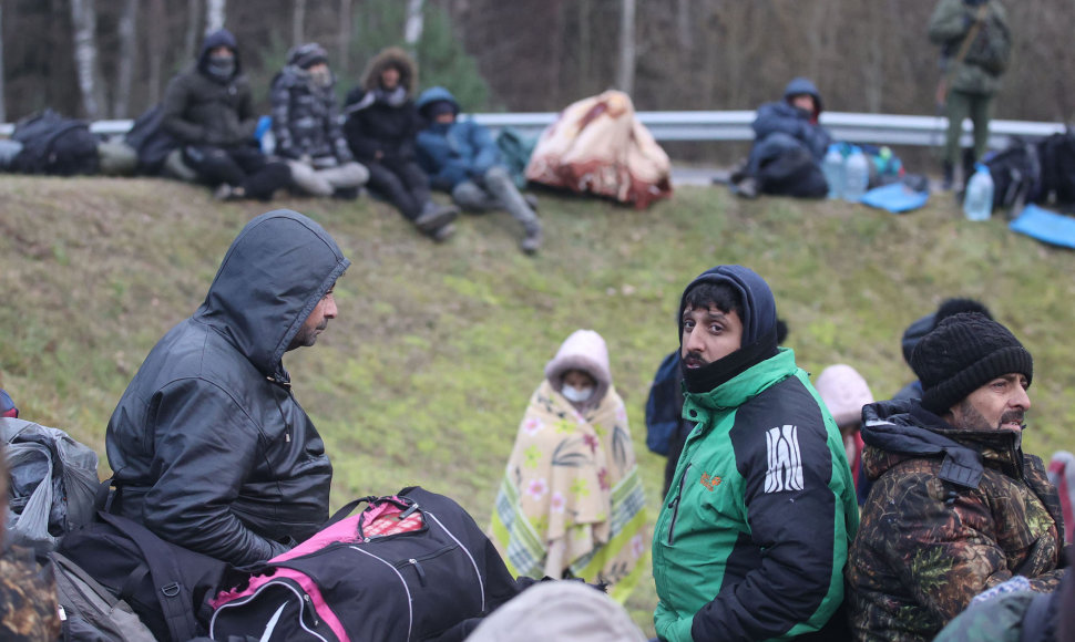 Migrantai Lenkijos pasienyje