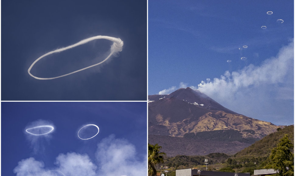 Etnos ugnikalnis išpūtė milžiniškus dūmų žiedus