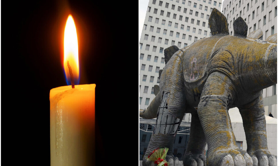 Dinozauro skulptūroje rasti vyro palaikai