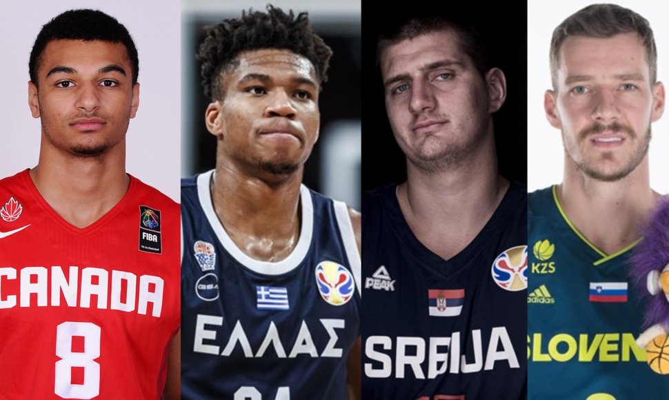 Iš kairės: Jamalas Murray, Giannis Antetokounmpo, Nikola Jokičius, Goranas Dragičius