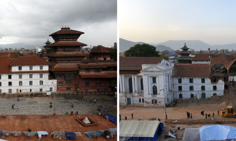 Nepalas prieš ir po žemės drebėjimą