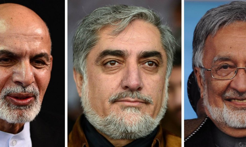 Kandidatai į Afganistano prezidento postą (iš kairės): Asharafas Ghani, Abdullah Abdullah, Zalmai Rassoulas