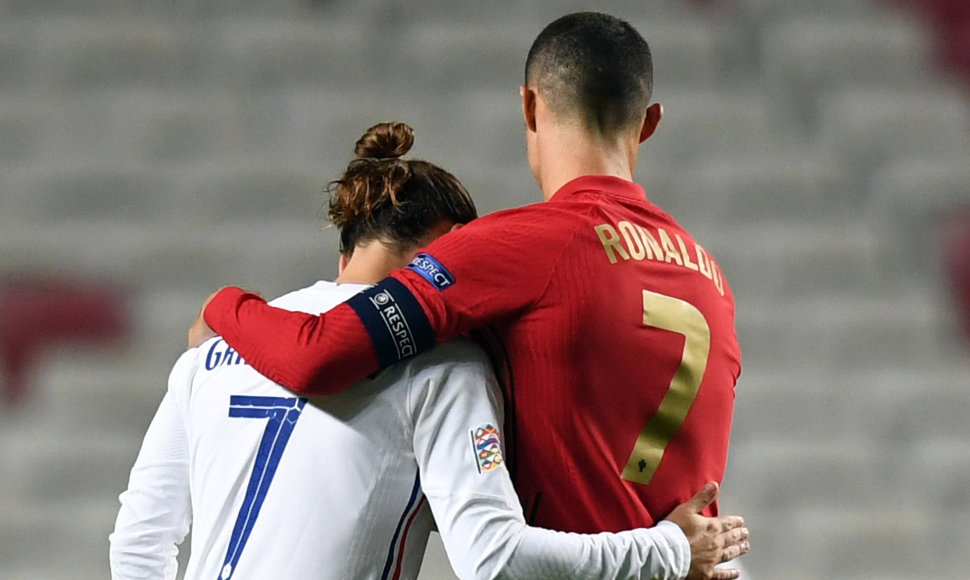 Antoine'as Griezmannas ir Cristiano Ronaldo