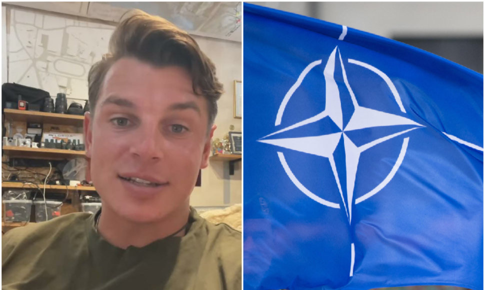 Aurimas Valujavičius ir NATO vėliava