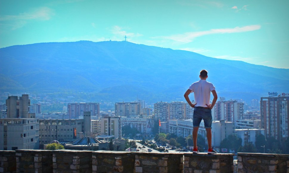 Nuo Skopjė tvirtovės griuvėsių atsiveria vaizdas į miesto panoramą