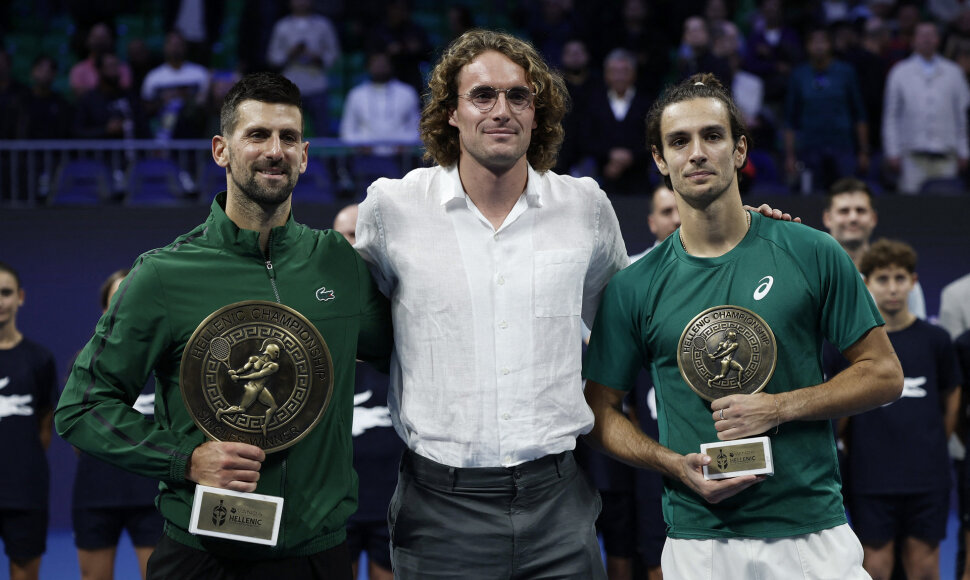 Novakas Džokovičius, Stefanos Tsitsipas ir Lorenzo Musetti