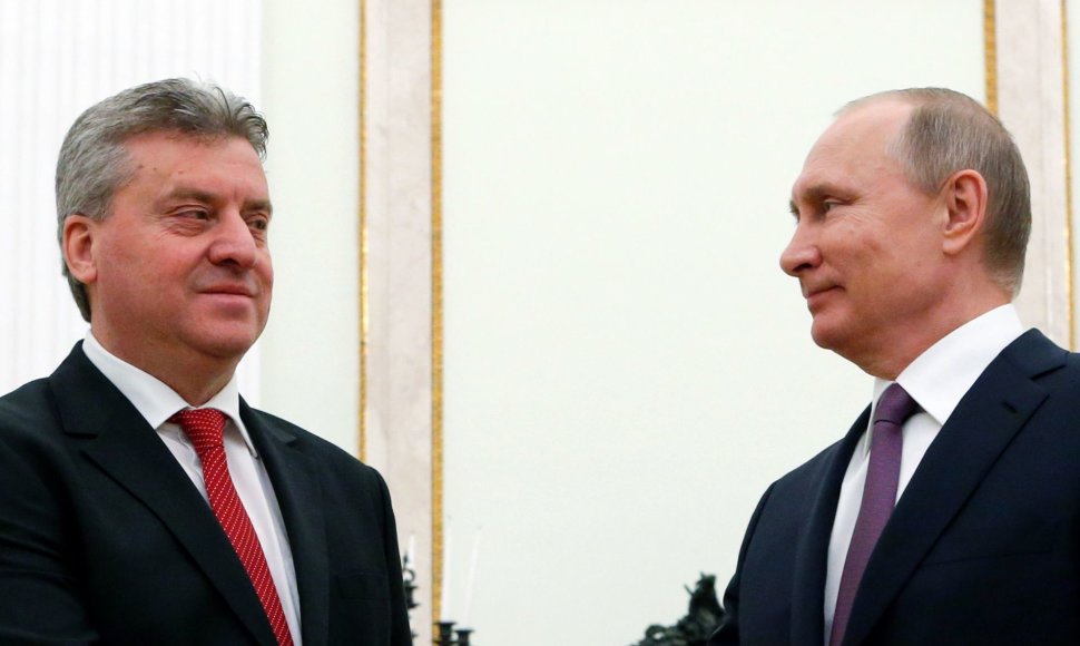 Makedonijos prezidentas Gjorge Ivanovas ir Rusijos prezidentas Vladimiras Putinas