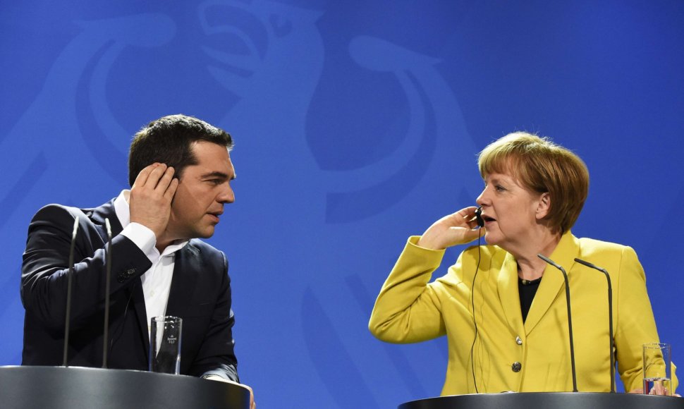 Aleksis Cipras ir Angela Merkel.