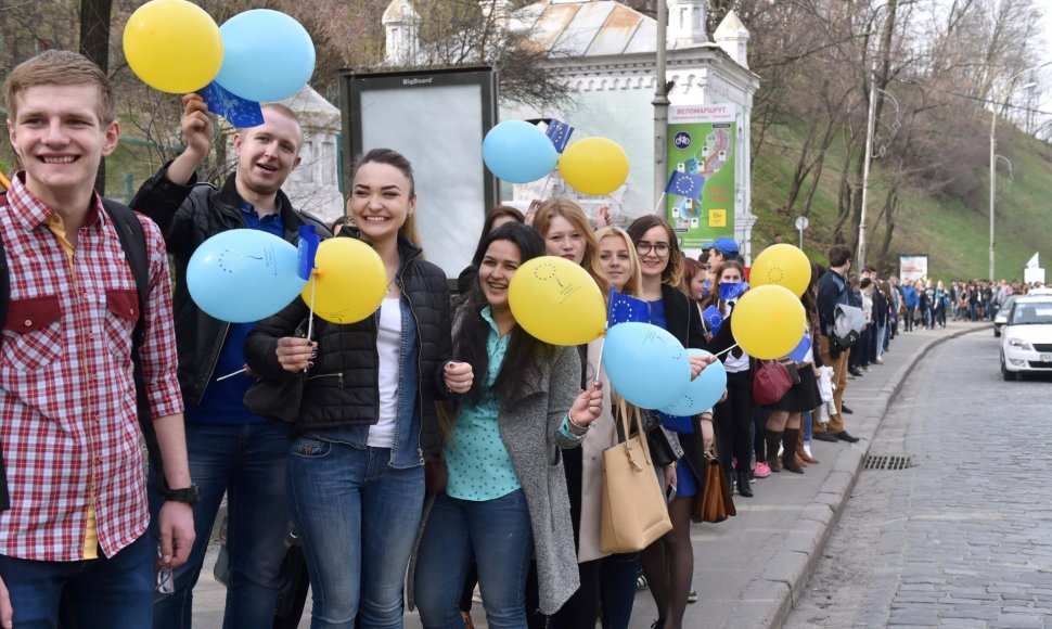 ES prekybos sutartį su Ukraina palaikanti akcija Nyderlanduose