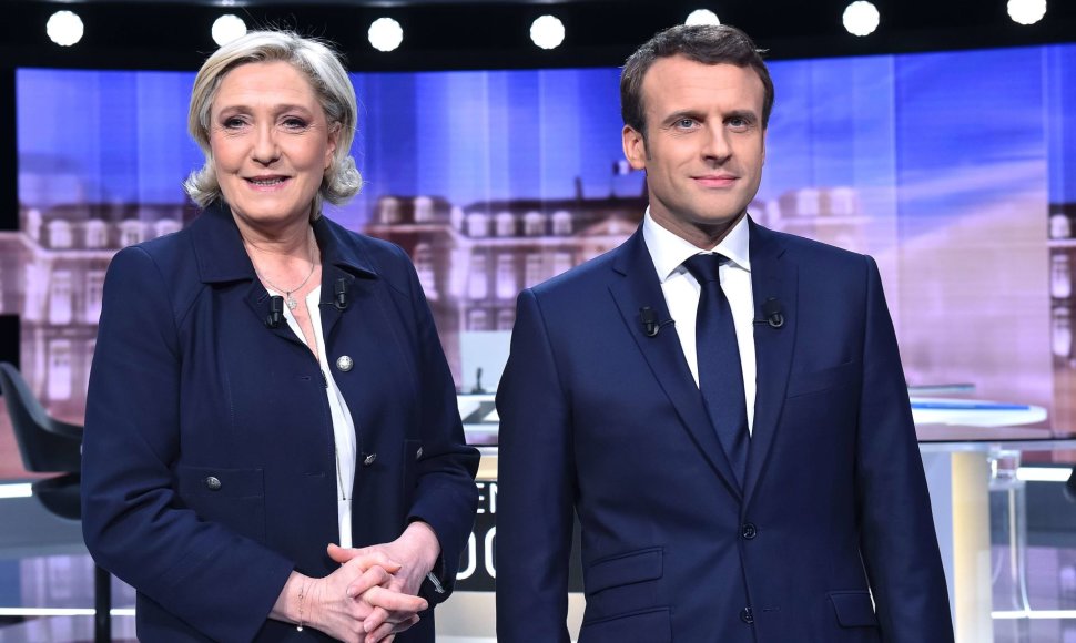Marine Le Pen ir Emmanuelis Macronas debatuose