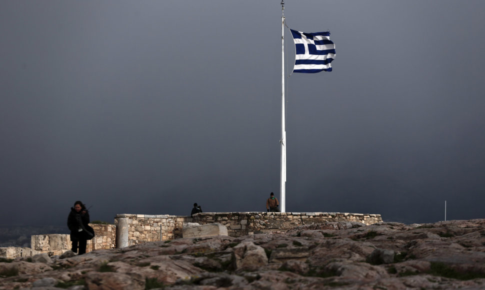 Graikijos vėliava virš Atėnų akropolio