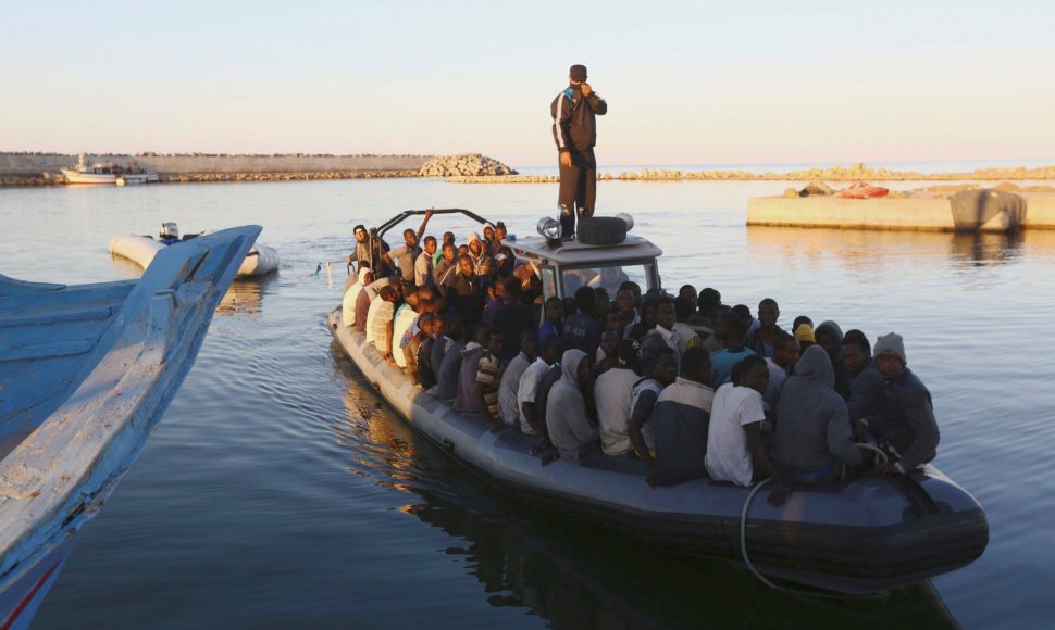 Migrantai prie Libijos krantų