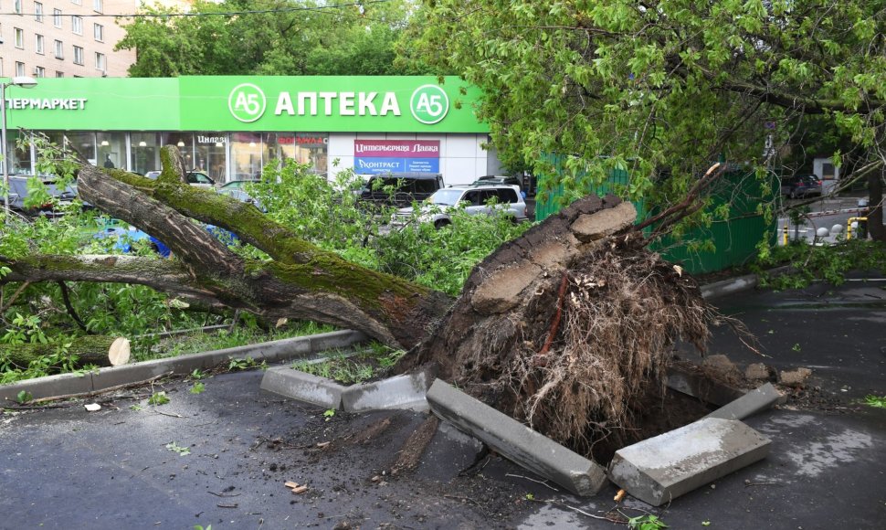 Uraganinio vėjo padariniai Maskvoje 