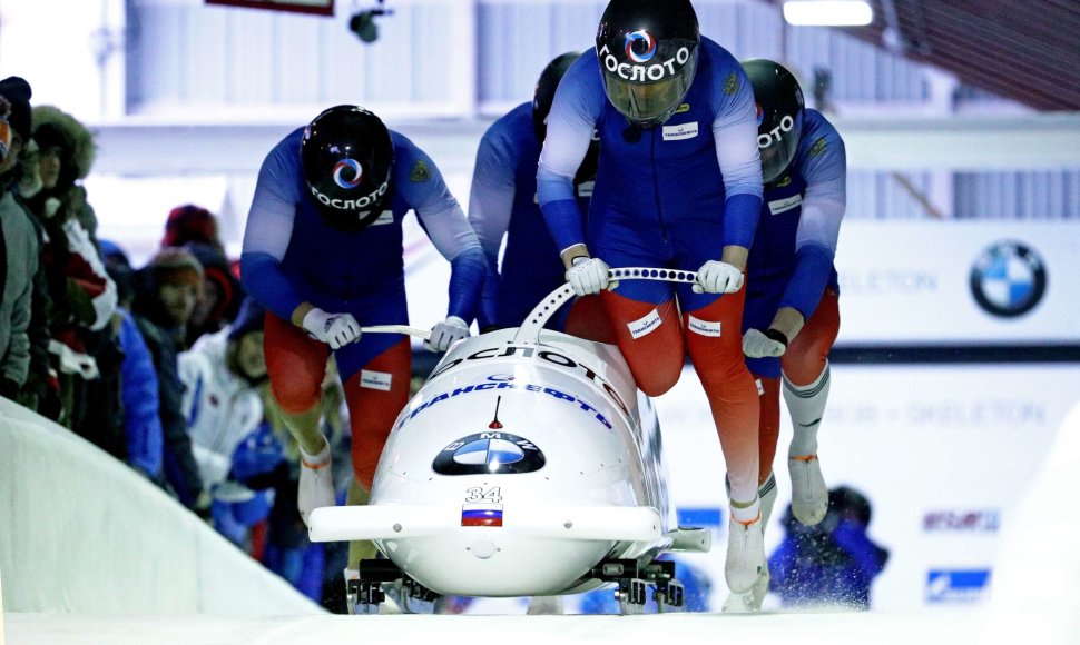 Rusijos sportininkai bobslėjaus ir skeletono varžybose.