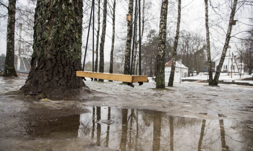 Sniegą Vilniuje keičia balos