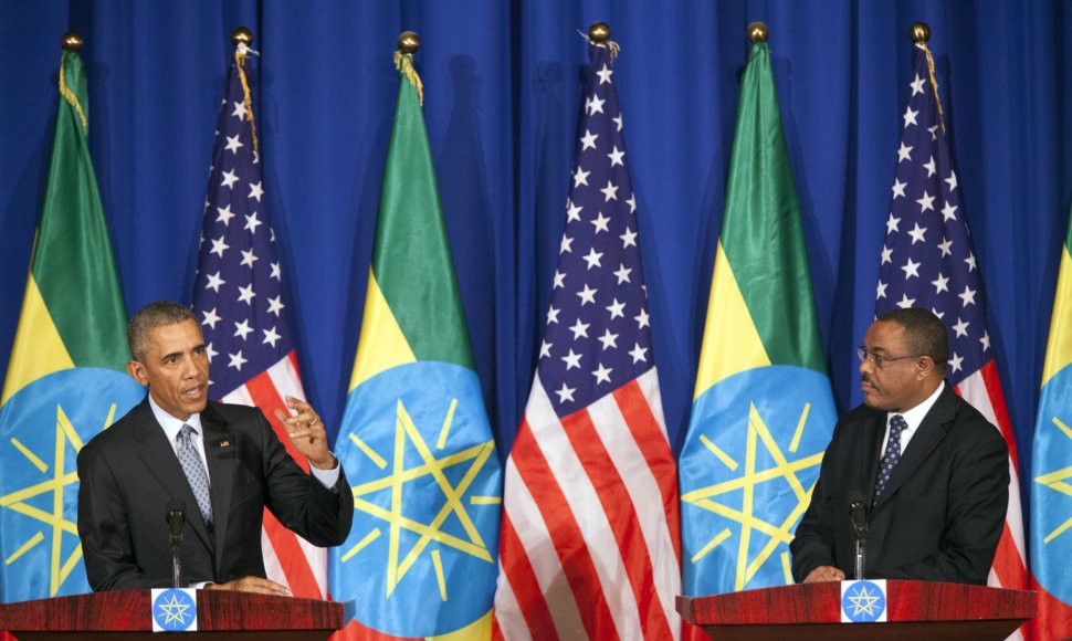 JAV prezidentas Barackas Obama su Etiopijos premjeru Hailemariamu Desalegniu