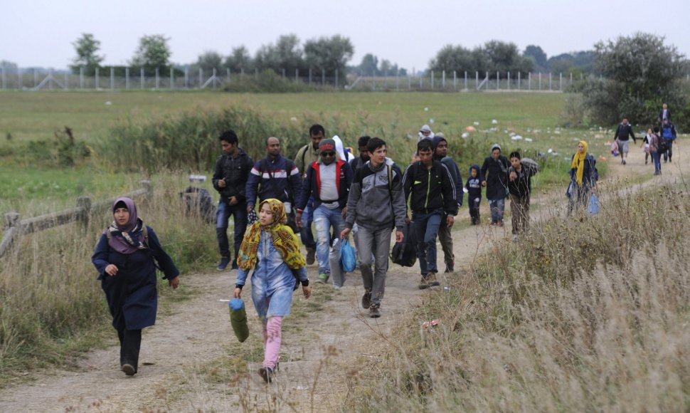 Migrantai prie Vengrijos sienos