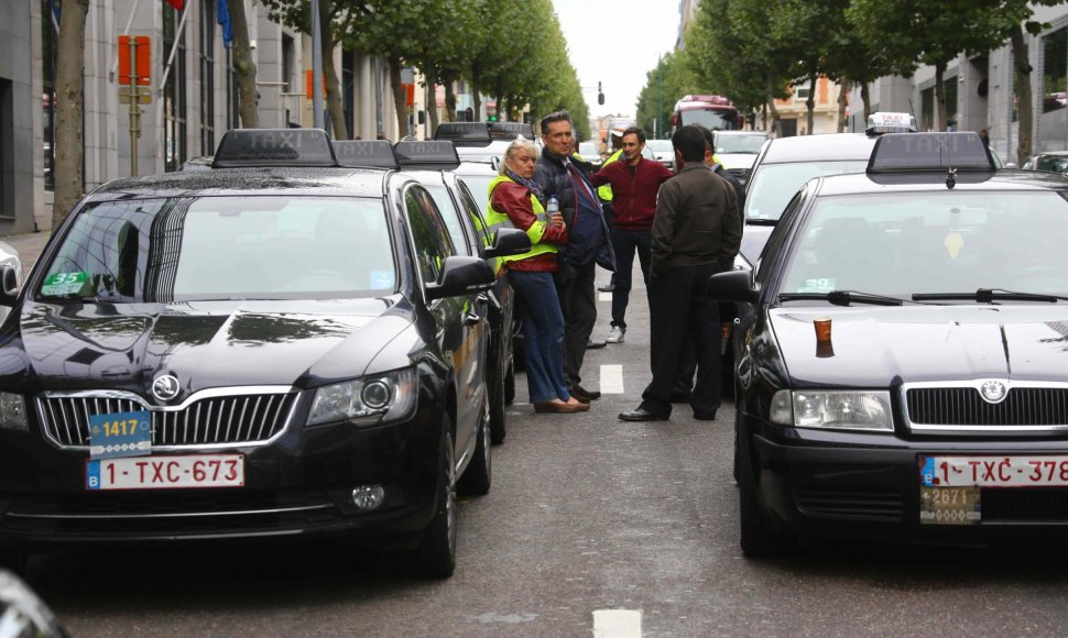 Taksi vairuotojų protestas Briuselyje