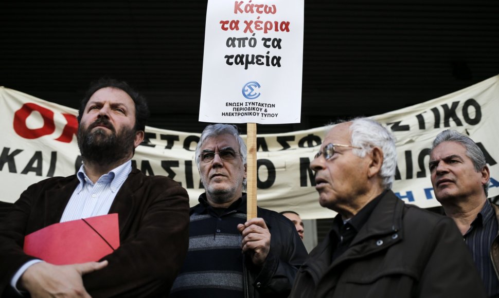 Protestuojantys Graikijos žurnalistai