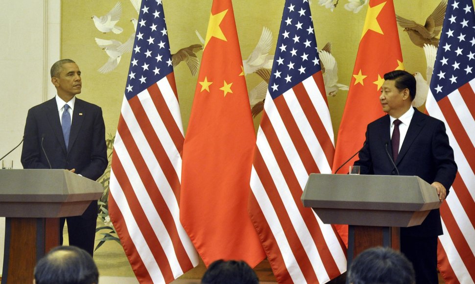 JAV ir Kinijos prezidentų spaudos konferencija Pekine