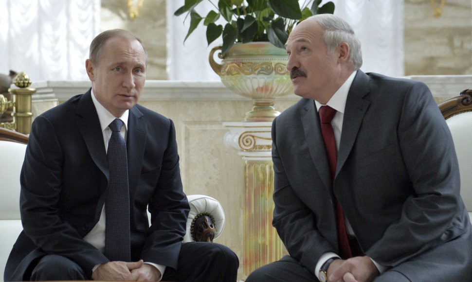 Vladimiras Putinas ir Aliaksandras Lukašenka Minske 