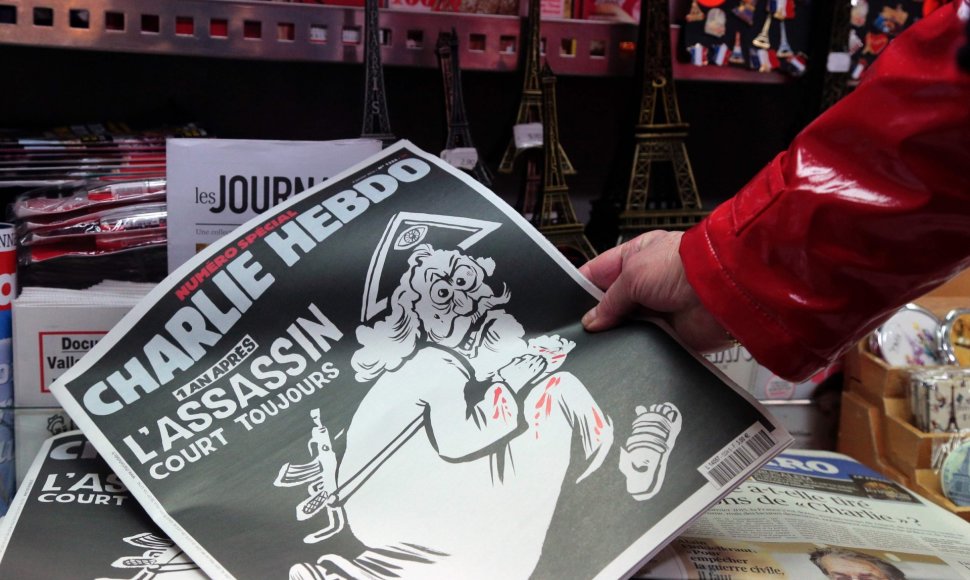 „Charlie Hebdo“ žurnalo viršelis, besišaipantis iš Dievo