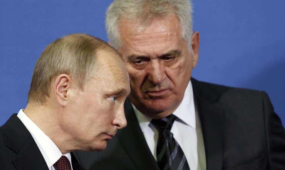 Vladimiras Putinas ir Serbijos vadovas Tomislavas Nikoličius