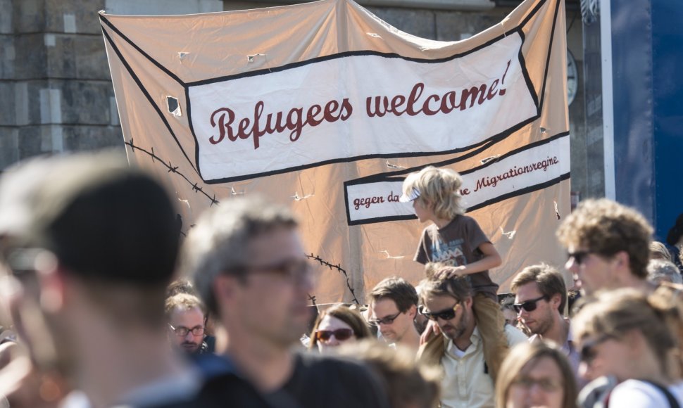 Pabėgėlius palaikanti demonstracija Dresdene