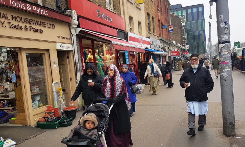 Musulmonų gausiai apgyvendintas Londono Vaitčapelio rajonas