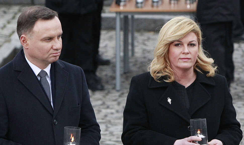 Kroatijos prezidentė Kolinda Grabar-Kitarovič ir Lenkijos prezidentas Andrzejus Duda