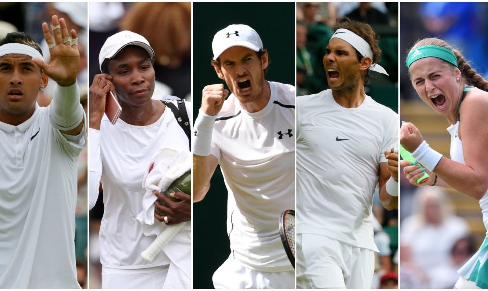 Nickas Kyrgiosas, Venus Williams, Andy Murray, Rafaelis Nadalis ir Jelena Ostapenko