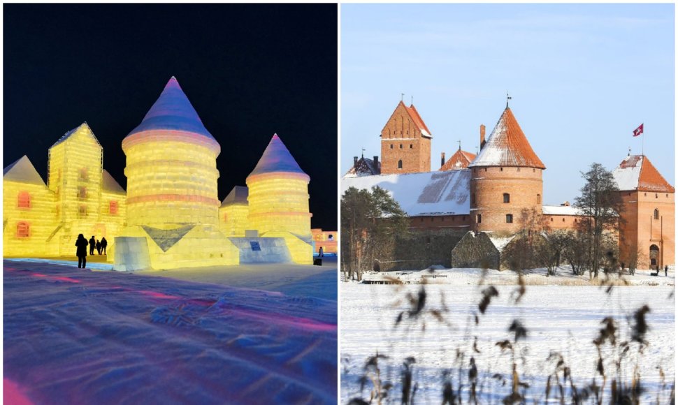 Kinijoje pastatyta ledinė Trakų pilies kopija
