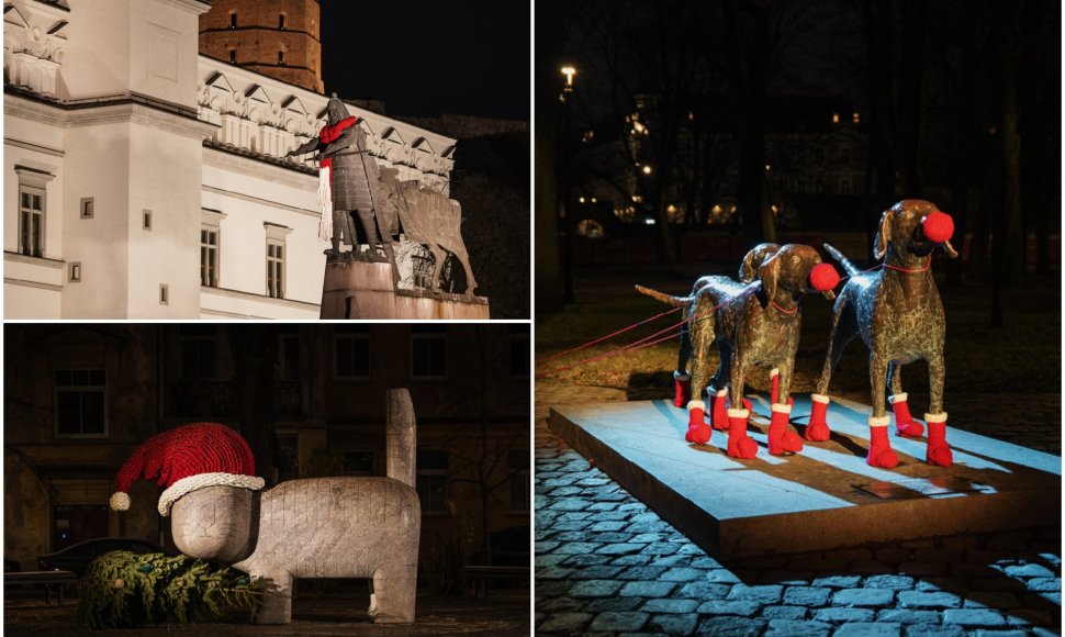 Kalėdos pažadino Vilniaus skulptūras