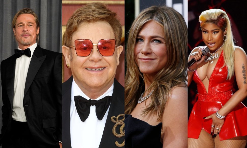 Bradas Pittas, Eltonas Johnas, Jennifer Aniston, Nicki Minaj