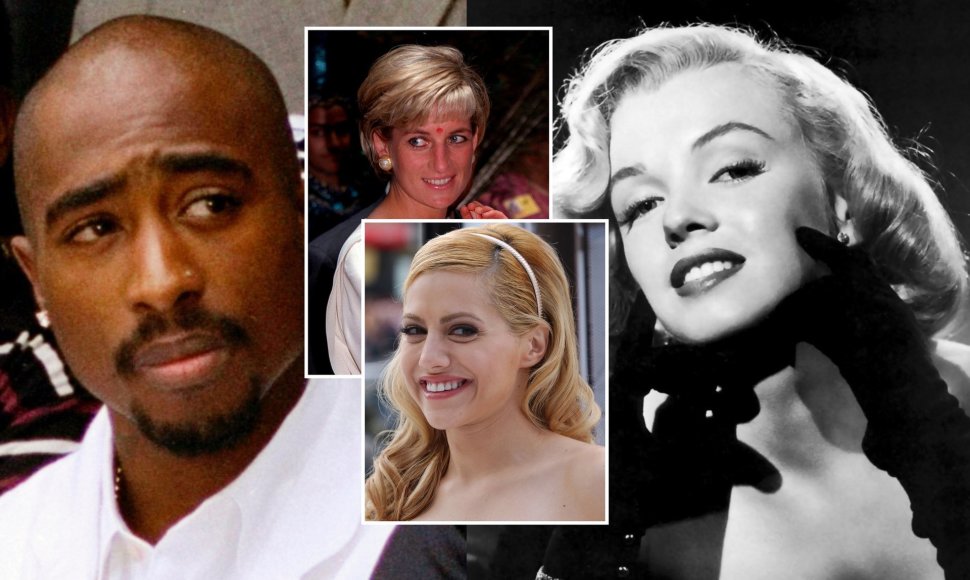 Tupacas Shakuras, Brittany Murphy, Marilyn Monroe, princesė Diana