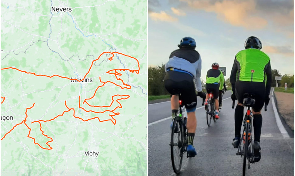 Penki dviratininkai sukūrė 1025 km ilgio GPS piešinį