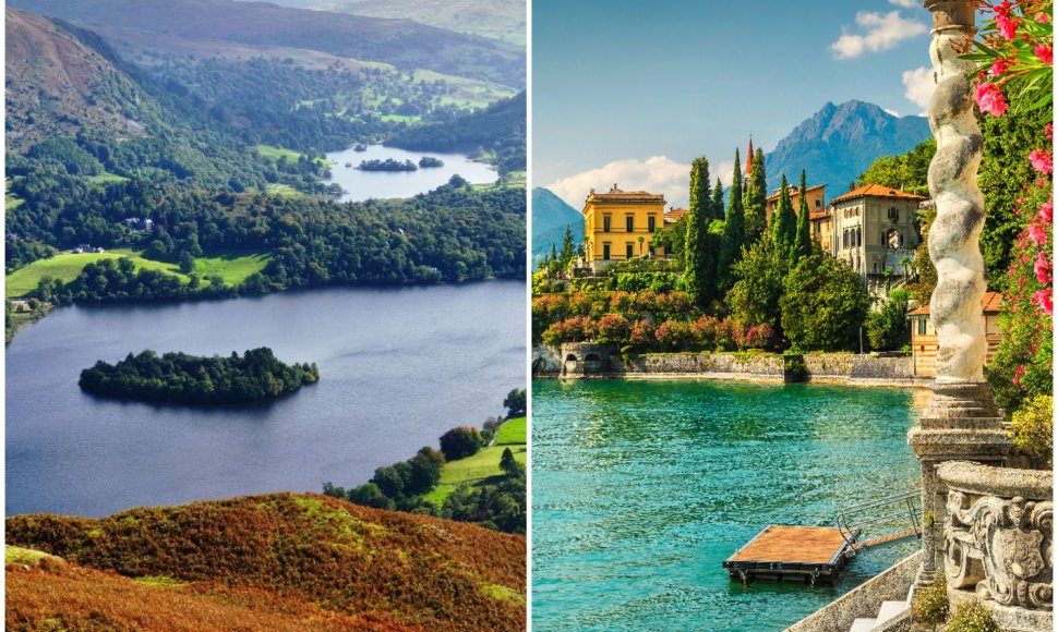 Ežerų kraštas Anglijoje ir Komo ežeras Italijoje