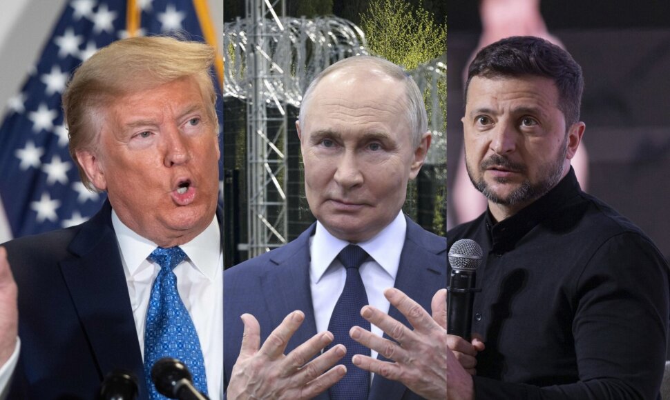 Donaldas Trumpas, Vladimiras Putinas ir Volodymyras Zelenskis / AFP / ZUMAPRESS