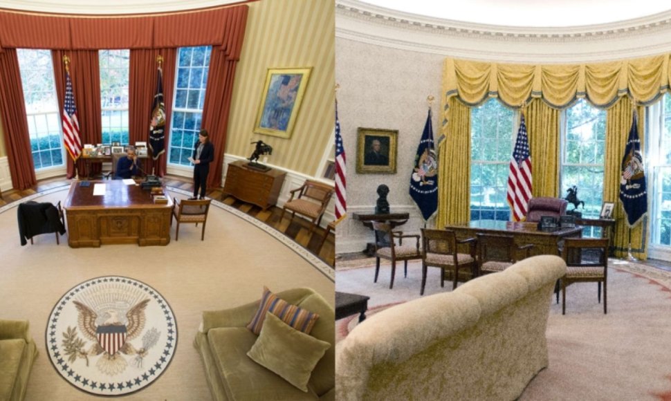 B.Obamos (kairėje) ir D.Trumpo Ovalusis kabinetas