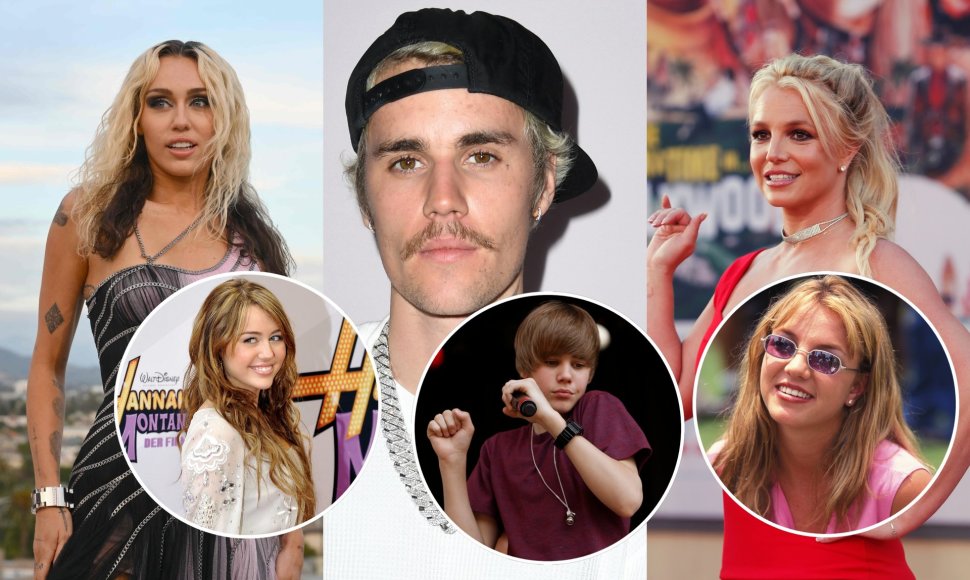 Miley Cyrus, Justinas Bieberis, Britney Spears