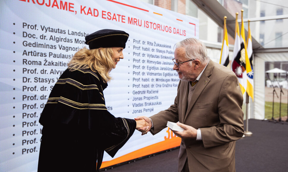 MRU rektorė prof. dr. Inga Žalėnienė ir prof. Vytautas Landsbergis 
