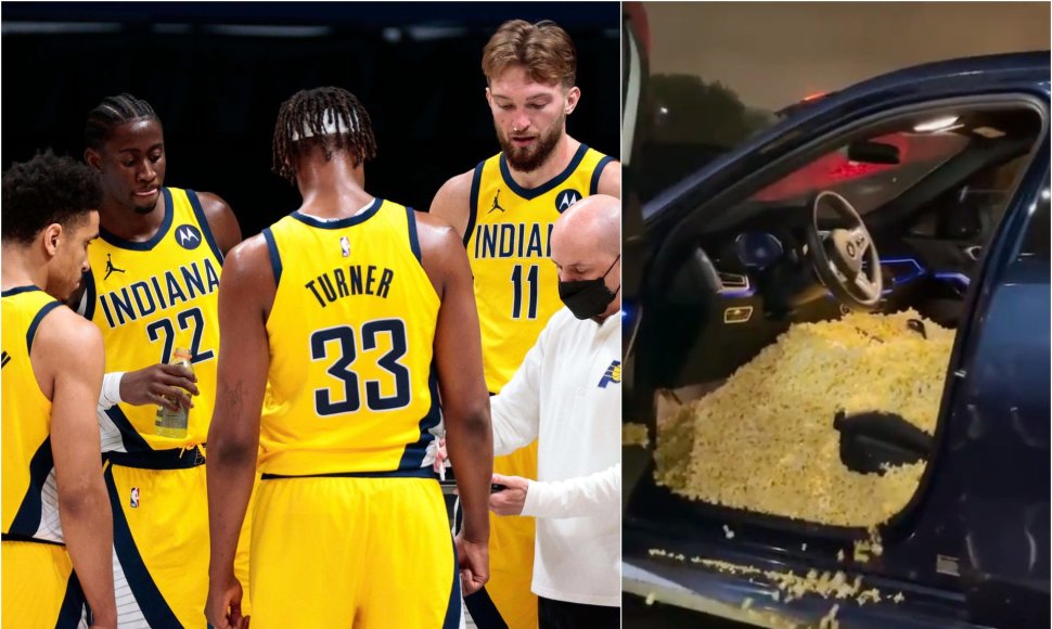 „Pacers“ krepšininkai nepaklusniam naujokui atsilygino pilnu automobiliu spragėsių