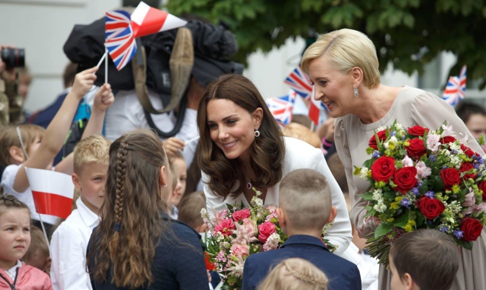 Kembridžo hercogienė Catherine ir Lenkijos pirmoji ponia Agata Kornhauser-Duda